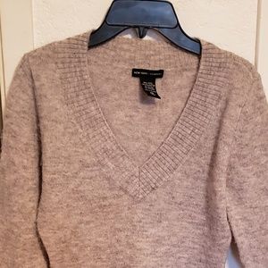 Beige V-Neck Sweater